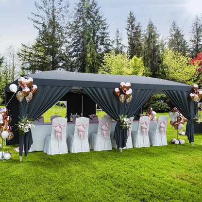Tente de réception commerciale pliable 10x20, robuste, pour événements extérieurs, avec 6 parois latérales, imperméable, gazebo de fête et sac de transport