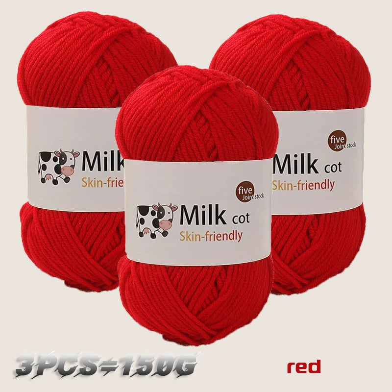 Fil de lait tissé à 5 brins, optique moyenne faite à la main, boule de fil, bricolage, beurre, pull, fleur, chapeau, écharpe, 150g