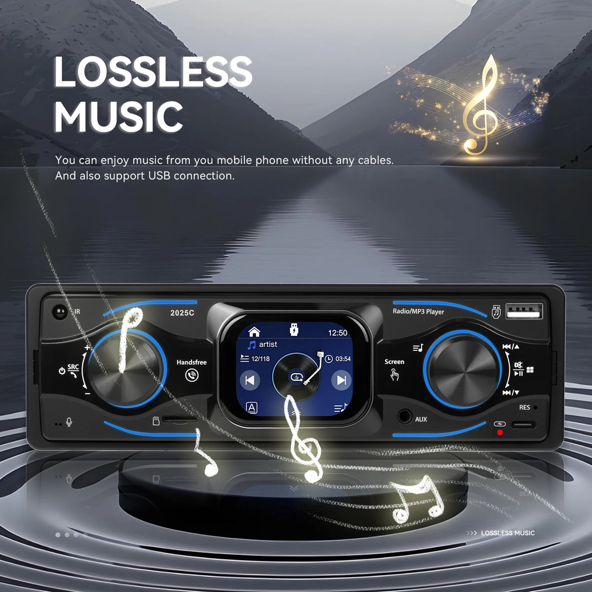 Leekooluu autoradio 1Din Audio Bluetooth stéréo lecteur MP3 récepteur FM Support téléphone charge AUX/USB/TF carte dans Dash lecteur Mp3