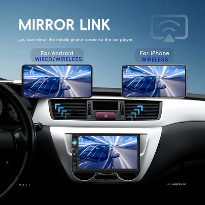 Lecteur multimédia MP5 Hikity universel 7 pouces 1 Din avec Carplay, prise en charge de Mnirrorlink, effets sonores EQ, BT, FM, USB, carte SD, autoradio