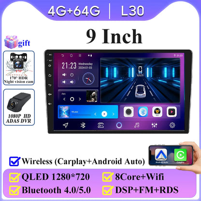 Android 16 universel 9/10 pouces autoradio CarPlay autoradio Android Auto GPS lecteur multimédia 2 DIN WiFi lecteur QLED écran BT