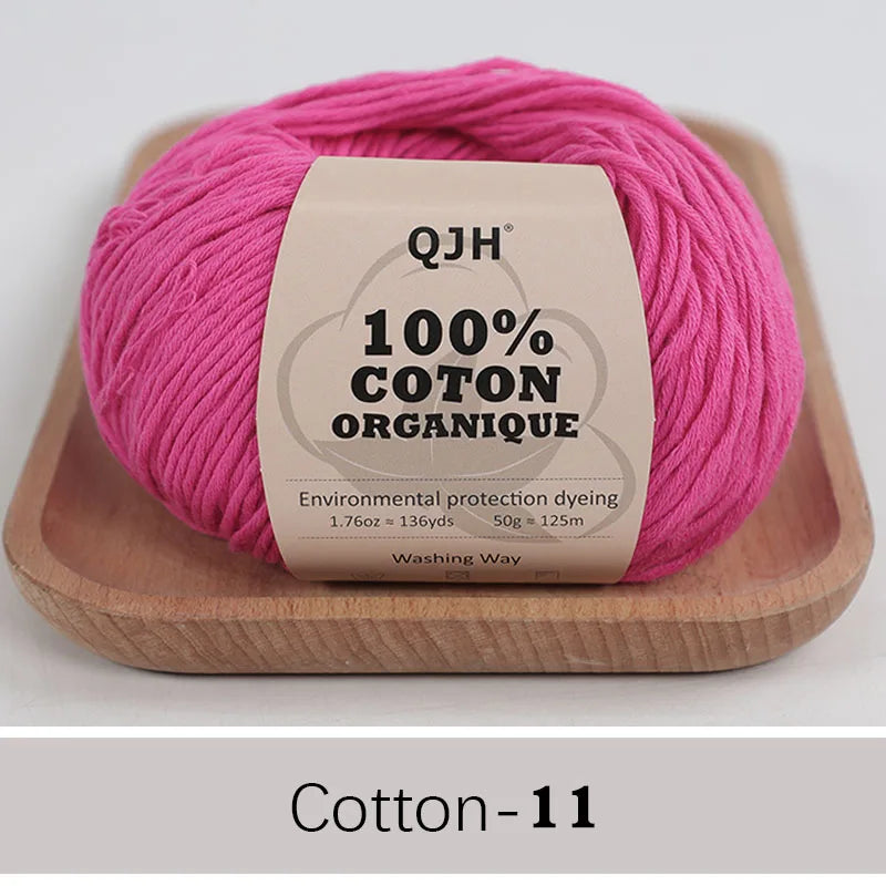 QJH 100% fil de coton, fil de poids de Sport pour bébé en coton, fil Amigurumi, fil doux d'été, fil au Crochet/à tricoter-6 pièces