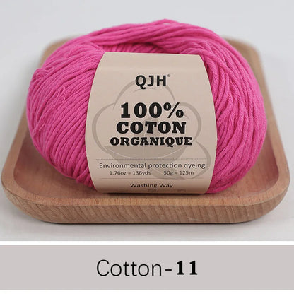 QJH 100% fil de coton, fil de poids de Sport pour bébé en coton, fil Amigurumi, fil doux d'été, fil au Crochet/à tricoter-6 pièces
