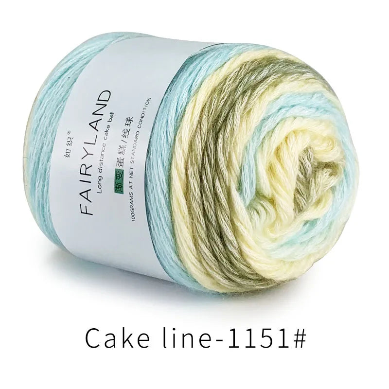 Fil à gâteau dégradé pour tricoter à la main, fil coloré au Crochet, Section moyenne et épaisse, fil arc-en-ciel en laine de coton teint, 100 g/pièce