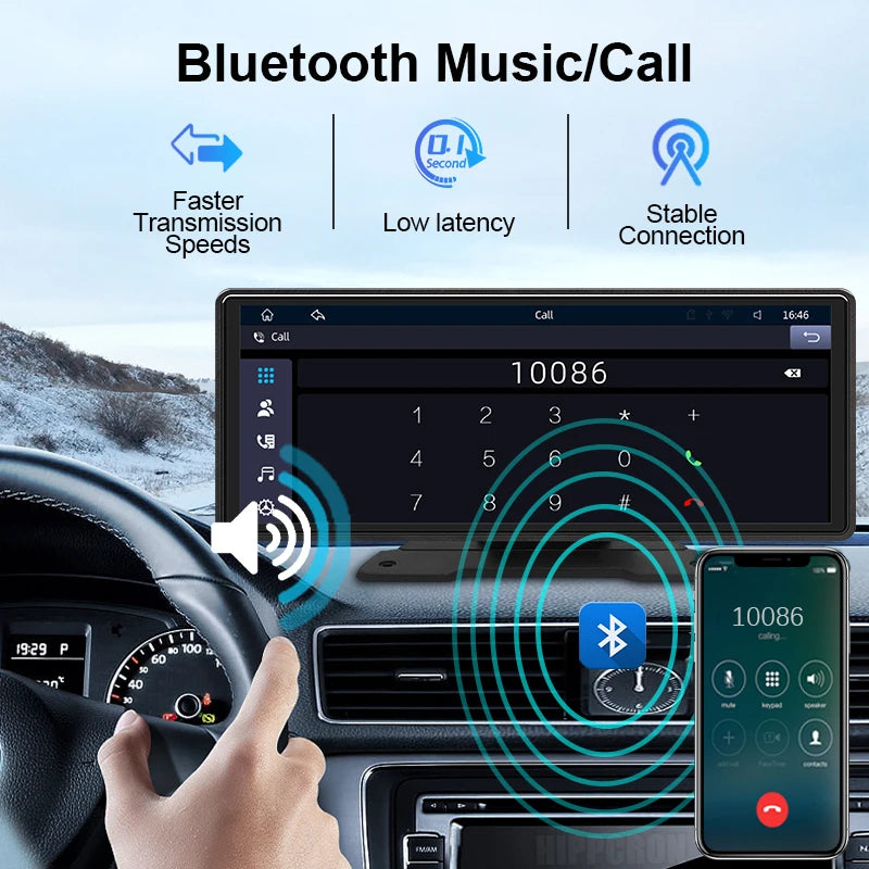 10.26 "voiture miroir Radio multimédia lecteur vidéo universel sans fil Carplay Android Auto écran avec Bluetooth AUX USB