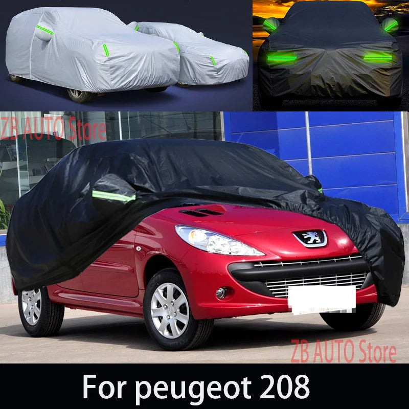 Pour peugeot 208 Protection extérieure bâches de voiture complètes couverture de neige pare-soleil étanche à la poussière accessoires extérieurs de voiture