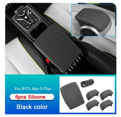 Couvercle de Protection en Silicone pour main courante de porte BYD Atto 3 Yuan Plus 2022 – 2023, boîte d'accoudoir de changement de vitesse, Protection intérieure de voiture