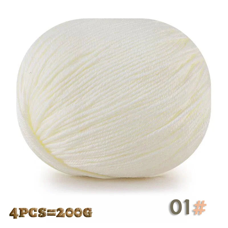 200 g 6 brins de boules de fil doux tricotées faites à la main d'épaisseur moyenne pour la fabrication de pulls, chapeaux, foulards, gants, chaussures en fil, boules de fil doux, 1 pièce = 4 boules = 200 grammes