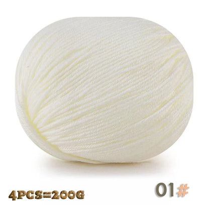 200 g 6 brins de boules de fil doux tricotées faites à la main d'épaisseur moyenne pour la fabrication de pulls, chapeaux, foulards, gants, chaussures en fil, boules de fil doux, 1 pièce = 4 boules = 200 grammes