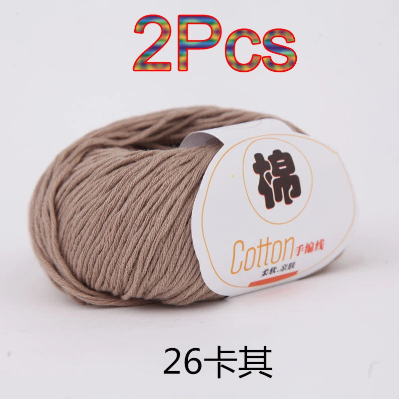 Fil à tricoter doux 100% coton, 2 pièces, fil au Crochet pour tricot, pull, couverture, gants, chapeau, écharpe, crochet, sac amigurumi, pantoufle
