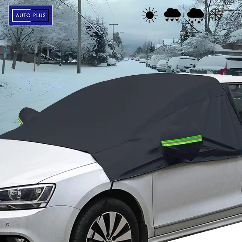 Couverture universelle de pare-brise avant de voiture en tissu Oxford, couverture de pare-brise de voiture avec bande réfléchissante, couverture de neige d'hiver