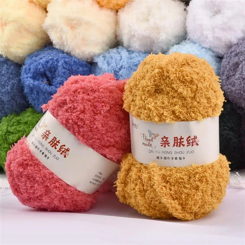 Fil Chenille doux et fin en velours de corail, 50g/paquet, fils de serviette pour tricoter, fil au Crochet, tricot à la main, poupées de bricolage