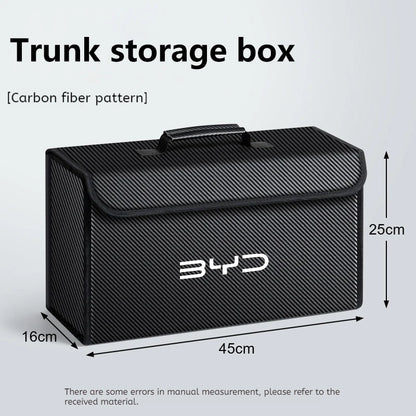 Boîte de rangement de coffre de voiture adaptée pour BYD DOLPHIN ATTO2 ATTO3 SEAL U 6 SEALION 7 2025, sac de rangement en cuir, boîte à outils de coffre de voiture, accessoires