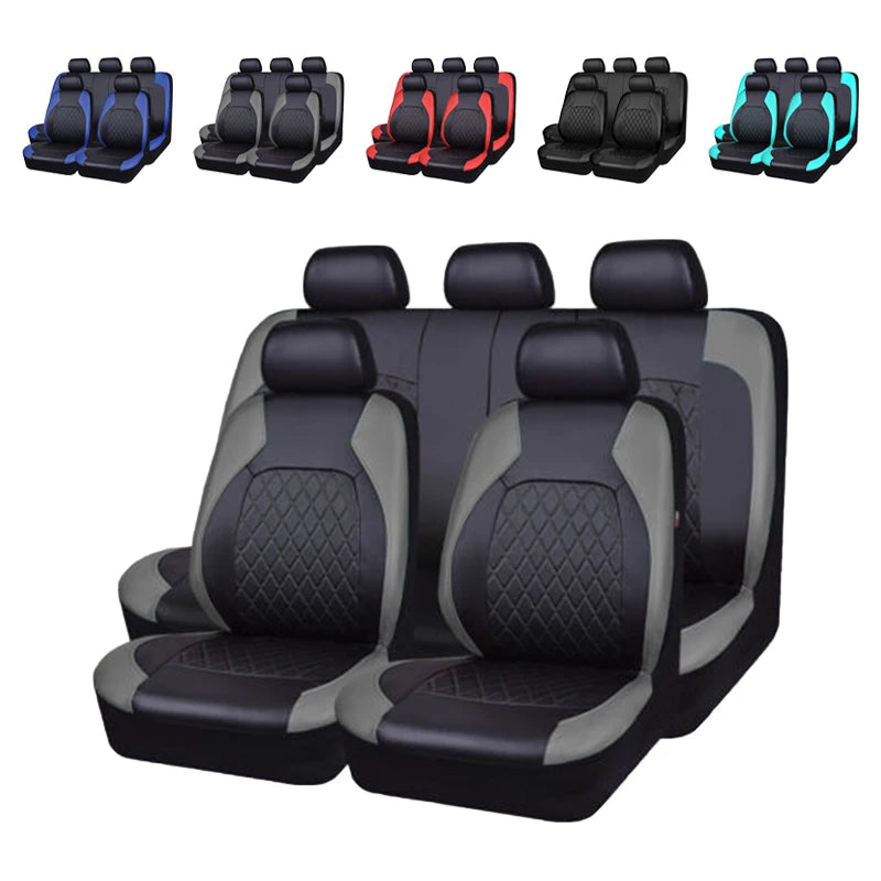 Ensemble complet de housses de siège de voiture, 9 pièces, housses de Protection imperméables et antidérapantes en cuir PU, accessoires universels pour camions et Van SUV
