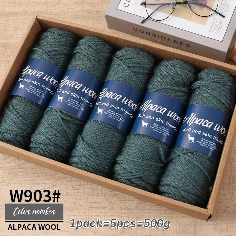 Fil de laine d'alpaga 500g, fil grossier, tissé à la main pour fabriquer des pulls chauds et à la mode, coupe-vent, vestes, foulards, chapeaux, fils