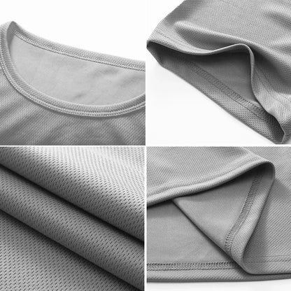T-shirt en maille à manches courtes pour hommes, séchage rapide, uni, respirant, course à pied, gym, fitness, vêtements de sport, entraînement en Y, été