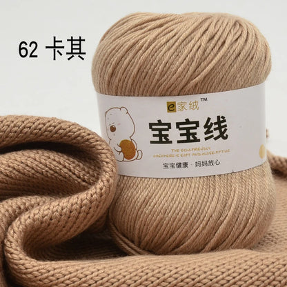 Fil spécifique pour bébé 50g, coton de lait protéiné en soie, fil de matériel de poupée de pull de chapeau tissé à la main, doux pour la peau avec une élasticité