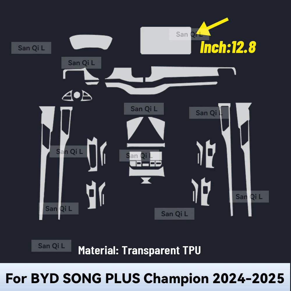 Film de protection en TPU pour tableau de bord multimédia de Console centrale intérieure de voiture, pour BYD SONG Plus Champion 2024 2025, accessoires de voiture