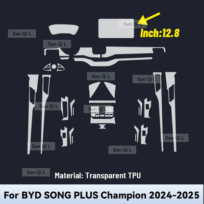 Film de protection en TPU pour tableau de bord multimédia de Console centrale intérieure de voiture, pour BYD SONG Plus Champion 2024 2025, accessoires de voiture