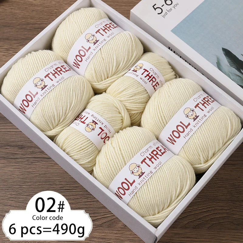 Fil de laine d'aldéhyde moyen, production de bricolage fin, tricoté à la main, pull chaud à la mode, écharpe et chapeau, boule de fil, 500g
