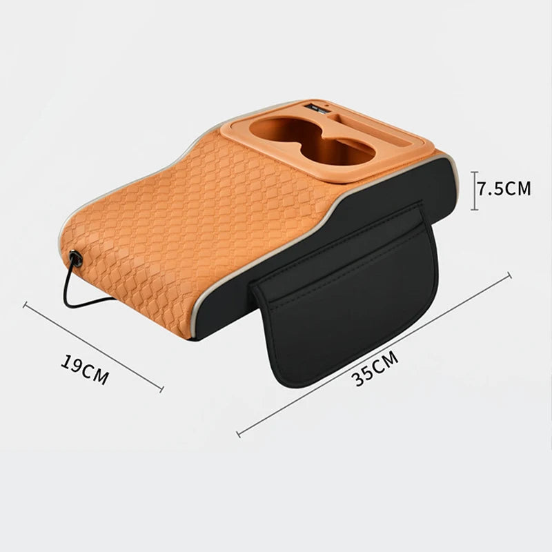 Boîte de rangement multifonctionnelle 10-en-1 pour accoudoir de voiture, avec coussin rehausseur sportif supérieur, port de charge USB et lampe d'ambiance étoilée