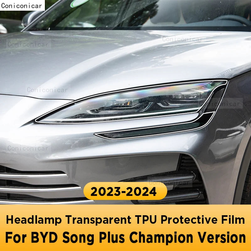 Film de protection transparent en TPU pour BYD Song Plus Champion Version, lumière de sauna extérieure de voiture, lampe avant, accessoires de lampe, 2023, 2024