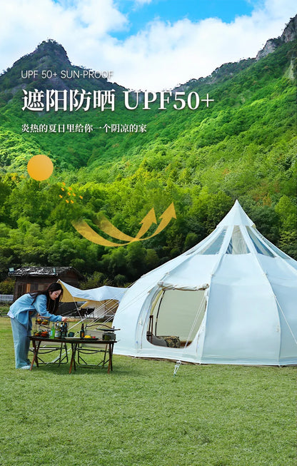Tente Star Gazer avec logo personnalisé, 4m, 5m, 6m, quatre saisons, camping, blanc, kaki, Oxford, coton, étanche, goutte d'eau pour la fête