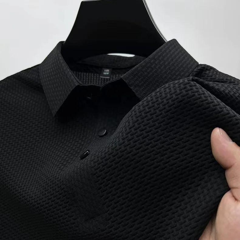 【جودة عالية】 M-4XL صيف جديد تي شيرت رجالي بأكمام قصيرة بولو، بارد ومسامي، قمة عمل غير رسمية ممتصة للعرق
