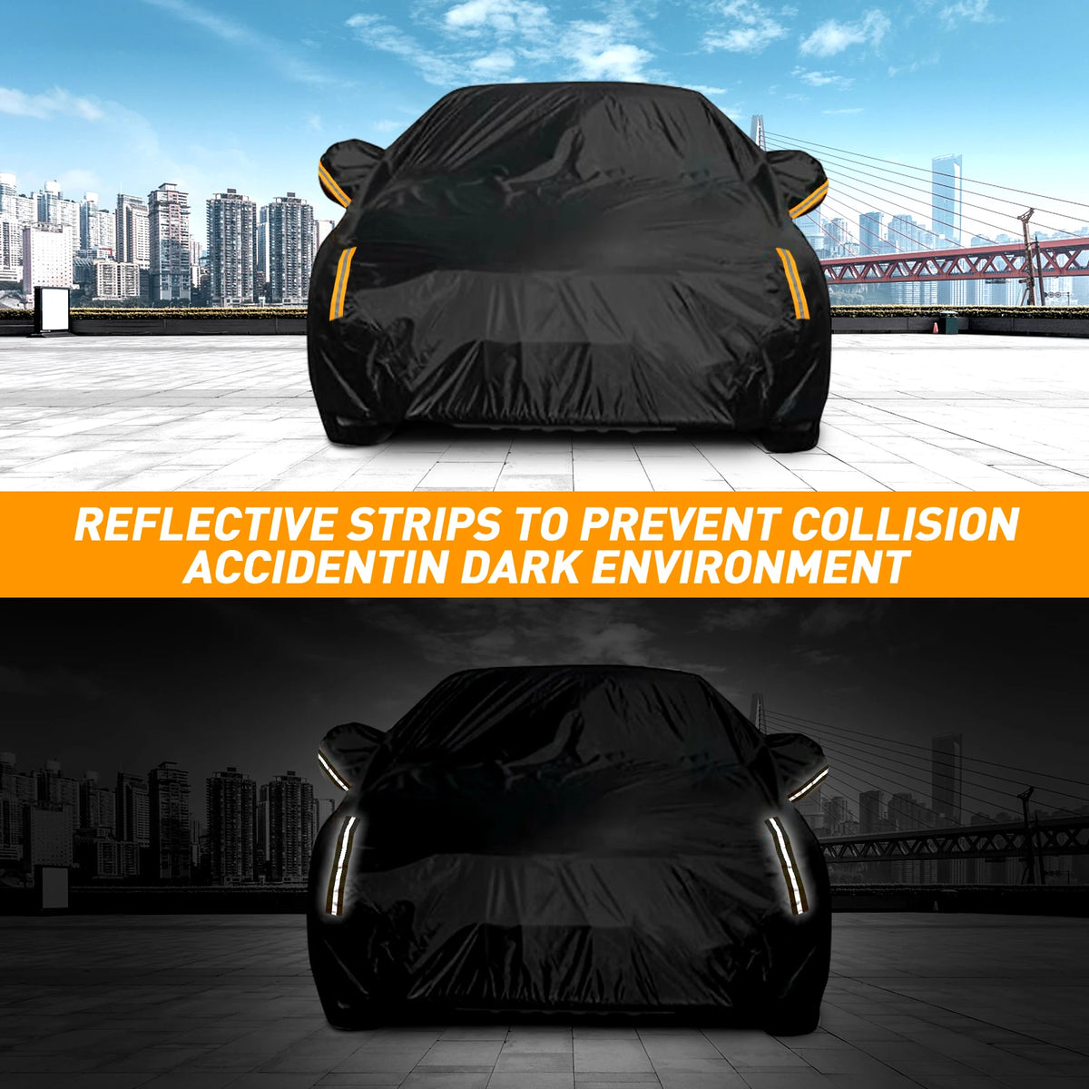 Housse de Protection universelle pour voiture SUV, Protection extérieure, étanche, anti-poussière, UV, adaptée à la berline, coque de voiture noire
