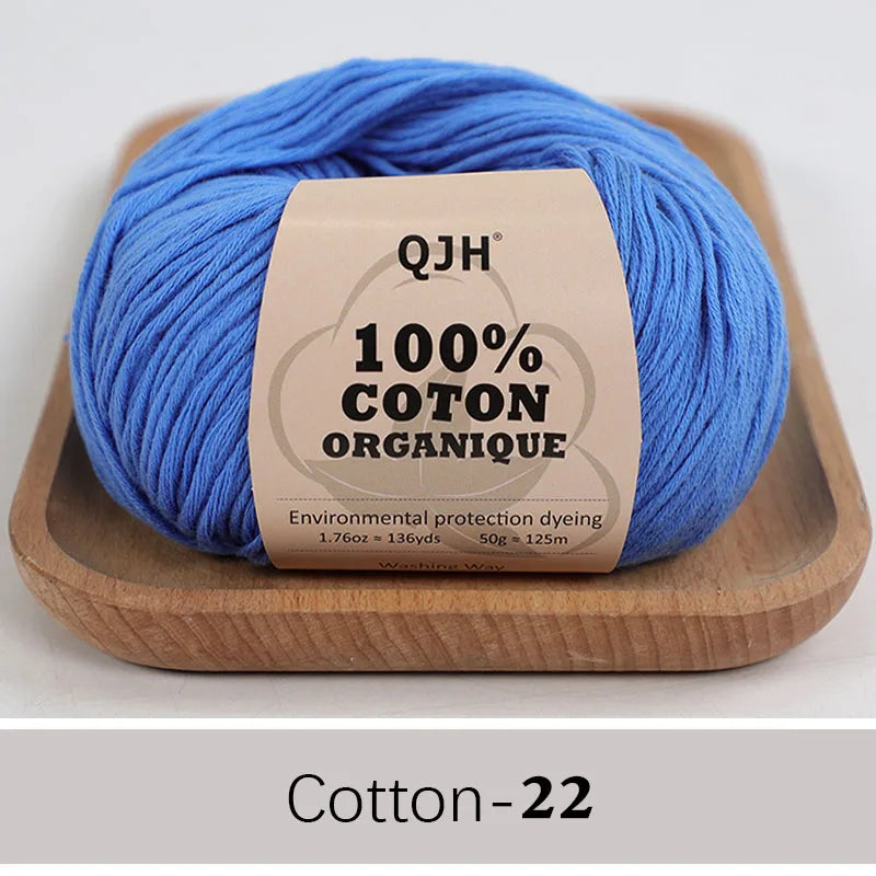 QJH 100% fil de coton, fil de poids de Sport pour bébé en coton, fil Amigurumi, fil doux d'été, fil au Crochet/à tricoter-6 pièces