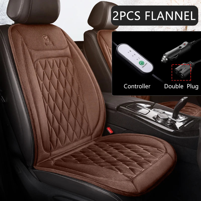 Coussin chauffant pour siège de voiture, en flanelle, 12V, universel, pour l'hiver siege chauffant voiture siège chauffant voiture