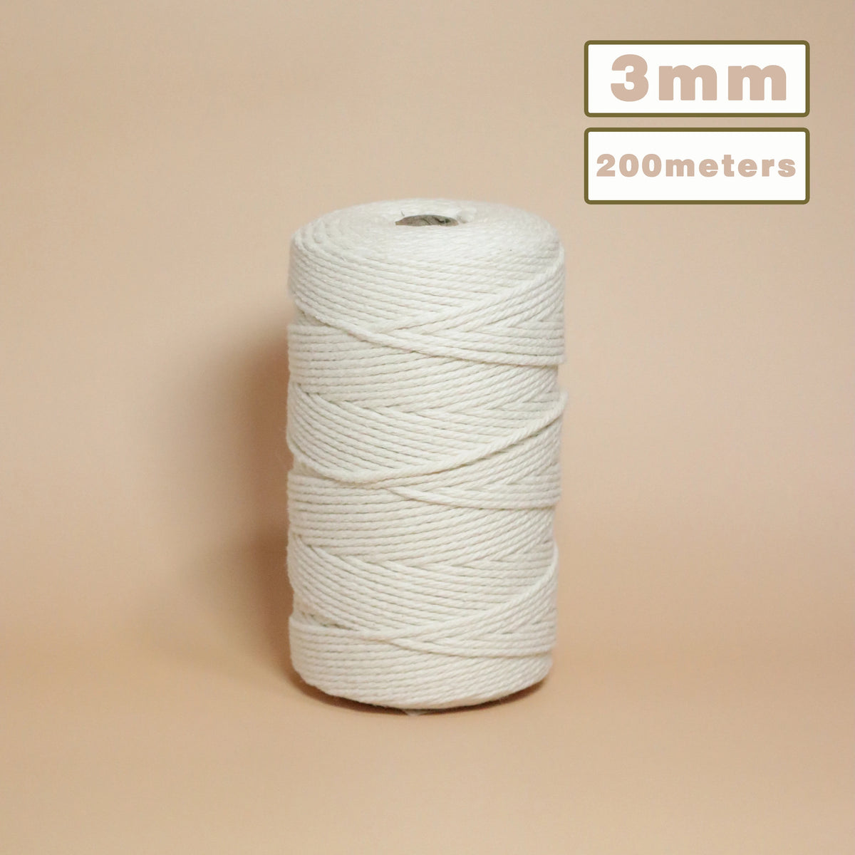 Cordon de macramé en coton 100% naturel, 4mm, cordon artisanal pour bricolage, cintres pour plantes à tricoter, décoration de noël et de mariage, Beige
