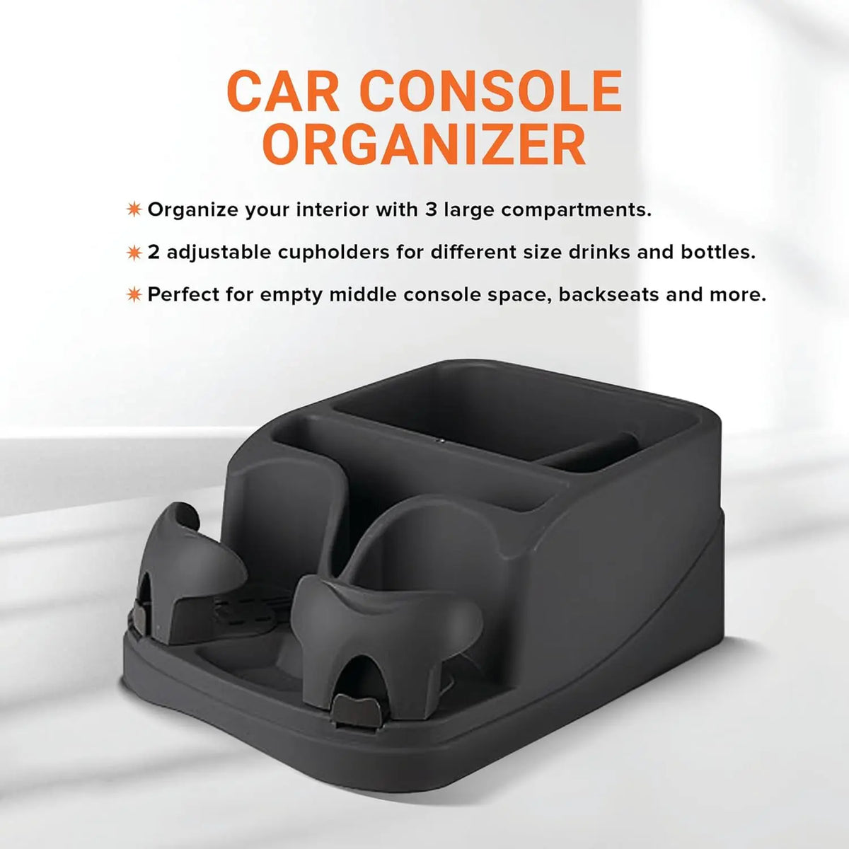 Boîte de rangement pour accoudoir de console de voiture, organisateur de compartiment de siège de voiture avec 2 porte-gobelets réglables pour camions, pour le rangement et l'organisation