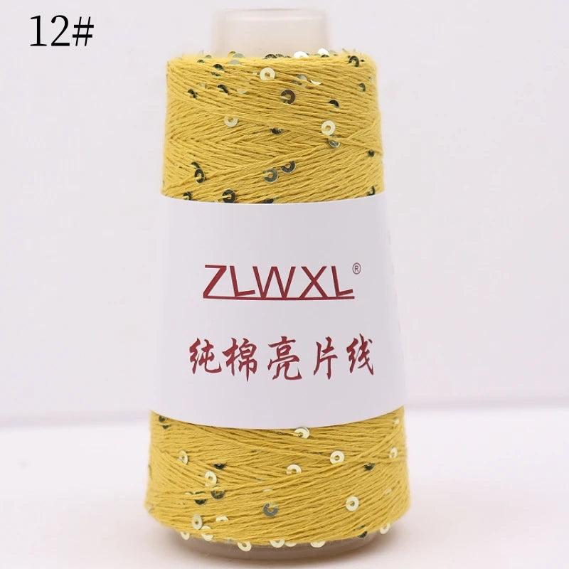   Блэк – fil de coton à paillettes, 100g, 800M, 3mm, décoration tricotée, crochet à la main, tricot jaune