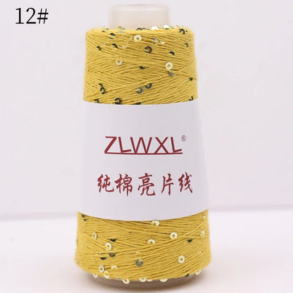   Блэк – fil de coton à paillettes, 100g, 800M, 3mm, décoration tricotée, crochet à la main, tricot jaune