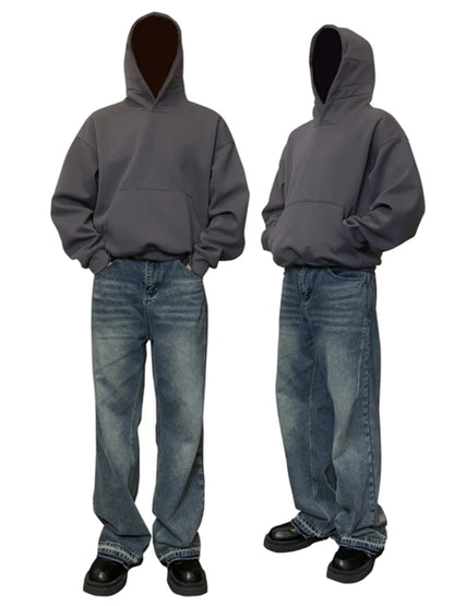 Sweat-shirt à capuche Boxy Bla ort pour homme, automne-hiver, en coton et polyester résistant, décontracté et confortable