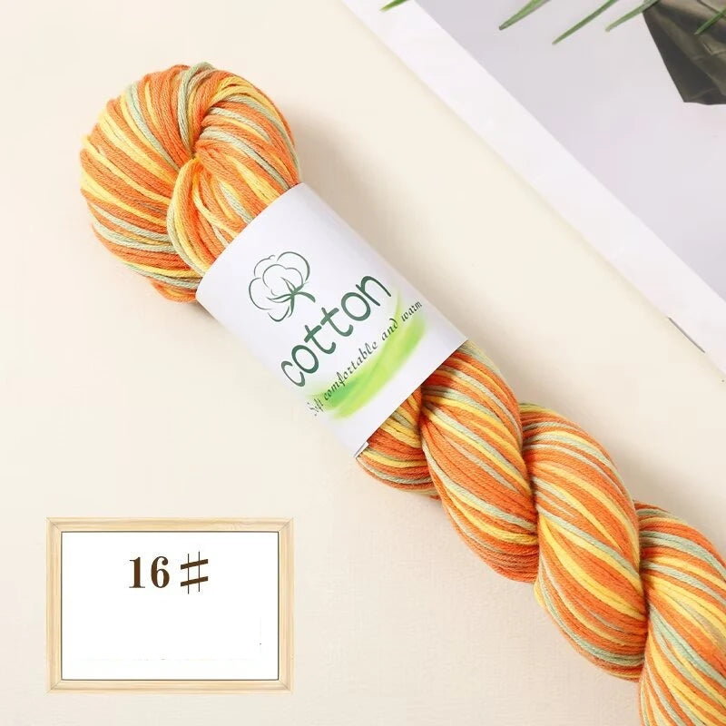 Fil dégradé 100% coton teint à la main 2mm 50g pour tricot, crochet, écharpe et pull DIY