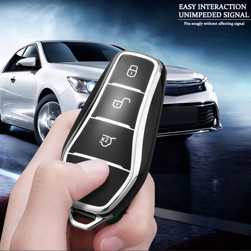 Étui de protection pour clé de voiture en TPU souple, 4 boutons, pour BYD Qin Plusdmi Atto 3 Han EV Dolphin, accessoires de voiture durables, nouvelle collection