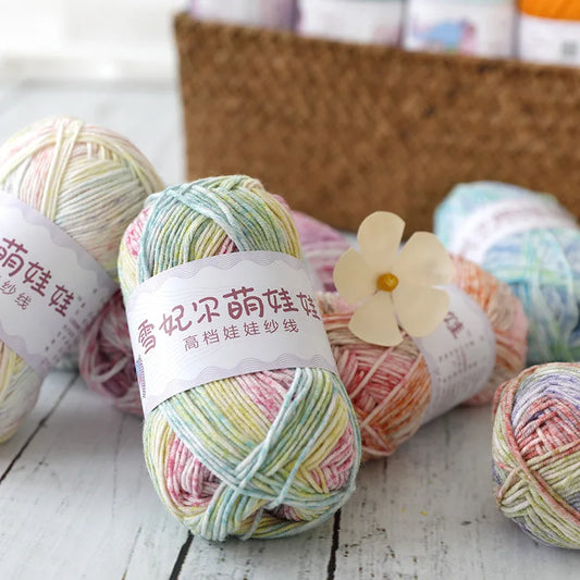 Fil teint en coton au lait, coloré, tricot à la main, Crochet arc-en-ciel, fil de laine tricoté pour bébé, pull, écharpe, fil à gâteau