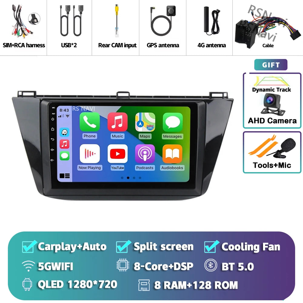 Android 15 Carplay Auto 2K écran autoradio lecteur multimédia pour Volkswagen Tiguan 2 Mk 2016 2017-2019 2 din Autoradio stéréo