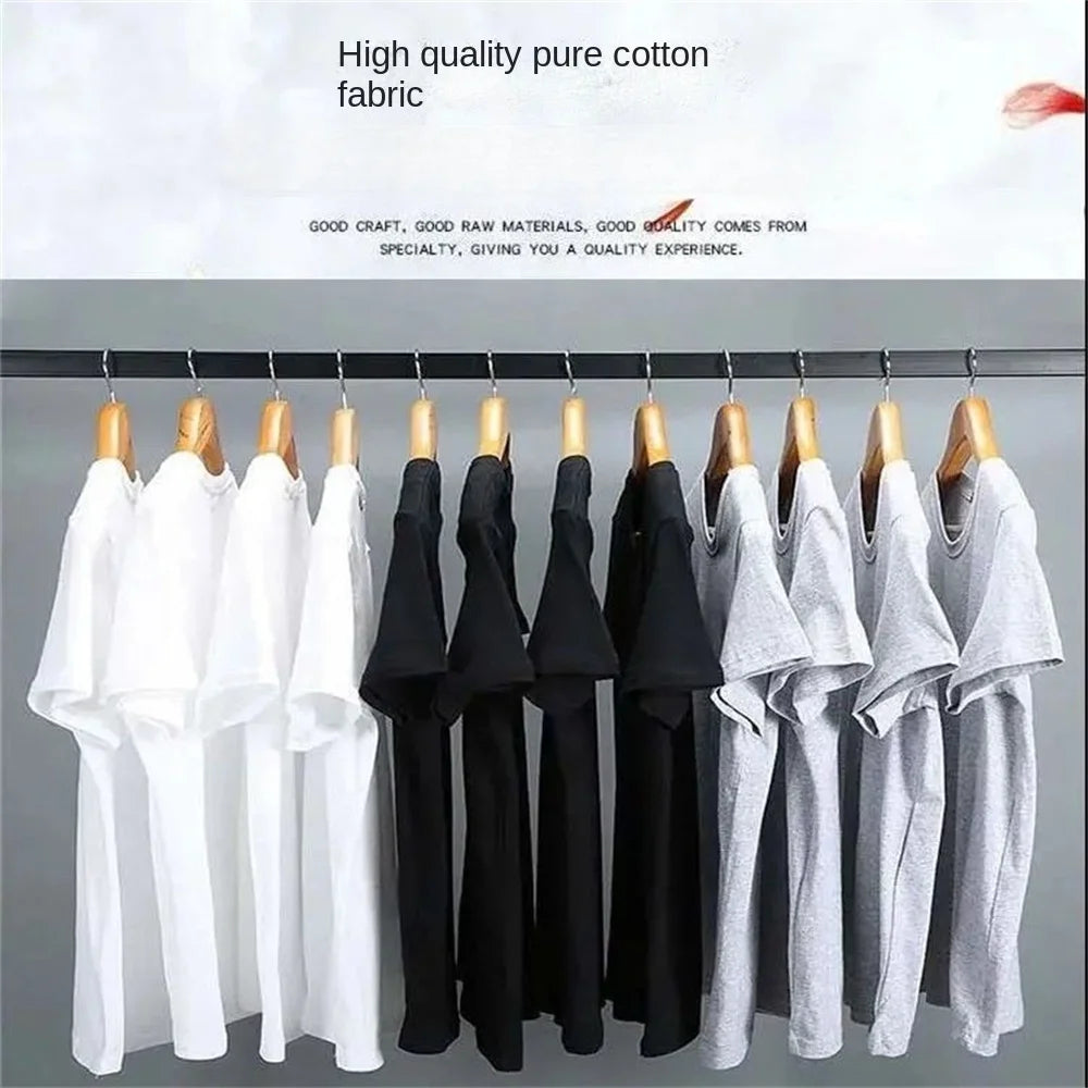 Hommes t-shirt été couverture en coton femmes couleur unie t-shirts vierges col rond à manches courtes Couple haut blanc t-shirts