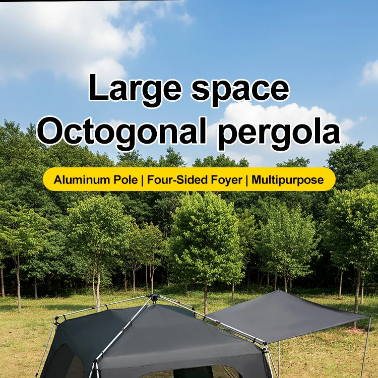 Tente de camping instantanée octogonale Sonuto, grande tente familiale avec structure en aluminium, résistante au vent et à l'eau, abri solaire pour la plage