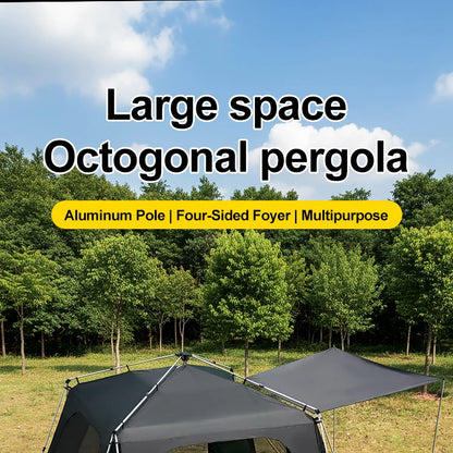 Tente de camping instantanée octogonale Sonuto, grande tente familiale avec structure en aluminium, résistante au vent et à l'eau, abri solaire pour la plage