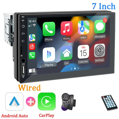 Autoradio 1 Din Carplay Android Auto lecteur multimédia HD 7 ''écran tactile FM AUX entrée Bluetooth MirrorLink Autoradio universelle