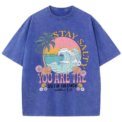 Restez salé vous êtes le sel de la terre femme T-Shirt rue respirant T-Shirts col rond Cool manches courtes Simple T-Shirt ample