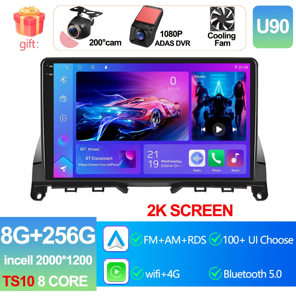 Pour Mercedes Benz classe C 3 W204 S204 2006 - 2011 Android 15 Carplay Auto autoradio multimédia lecteur vidéo Navigation GPS DSP