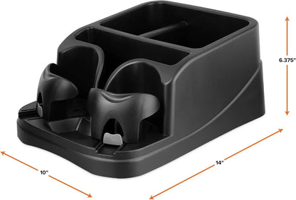 Boîte de rangement pour accoudoir de console de voiture, organisateur de compartiment de siège de voiture avec 2 porte-gobelets réglables pour le rangement et l'organisation des camions