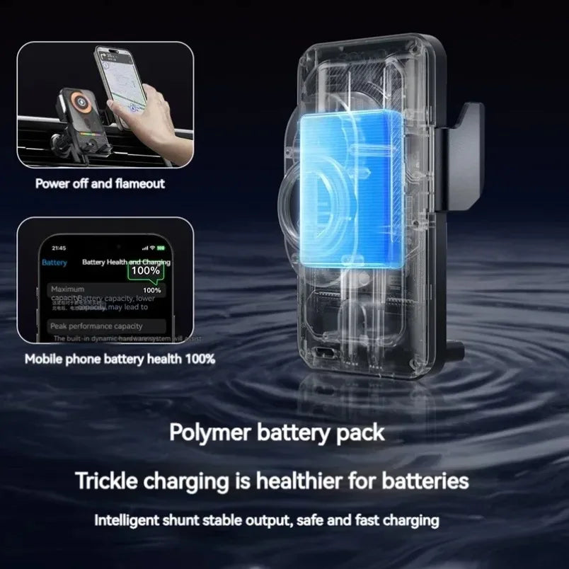 Chargeur sans fil universel pour voiture 15W, électrique télescopique 360 °   Lumière ambiante à montage rotatif pour charge rapide iPhone/Samsung/Xiaomi