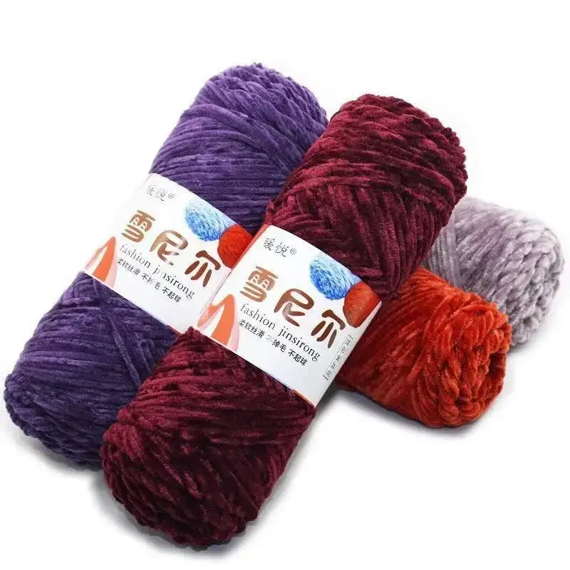 Fil de Velours en Polyester Mélangé de Coton Chenille, Crochet Ogo Doux pour Bébé, Fil Optique pour Écharpe, Bricolage Fait à la Main, 100 g/Rouleau