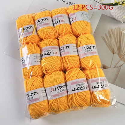 12 pièces 300g fil de lait fait à la main grossier bricolage tissage boule de fil pour pull chapeau écharpe et autres vêtements doux Crochet fil à tricoter